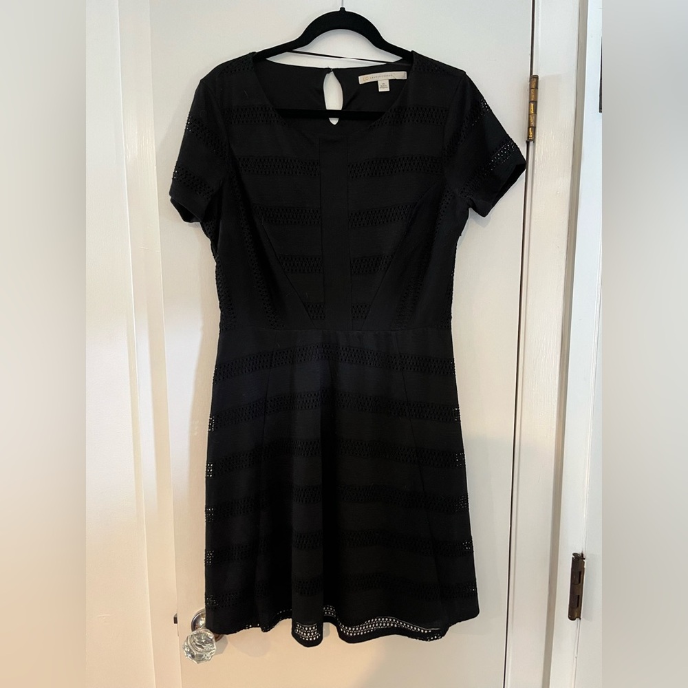 LC Lauren Conrad Black Eyelet Midi Fit-and-Flare Dress